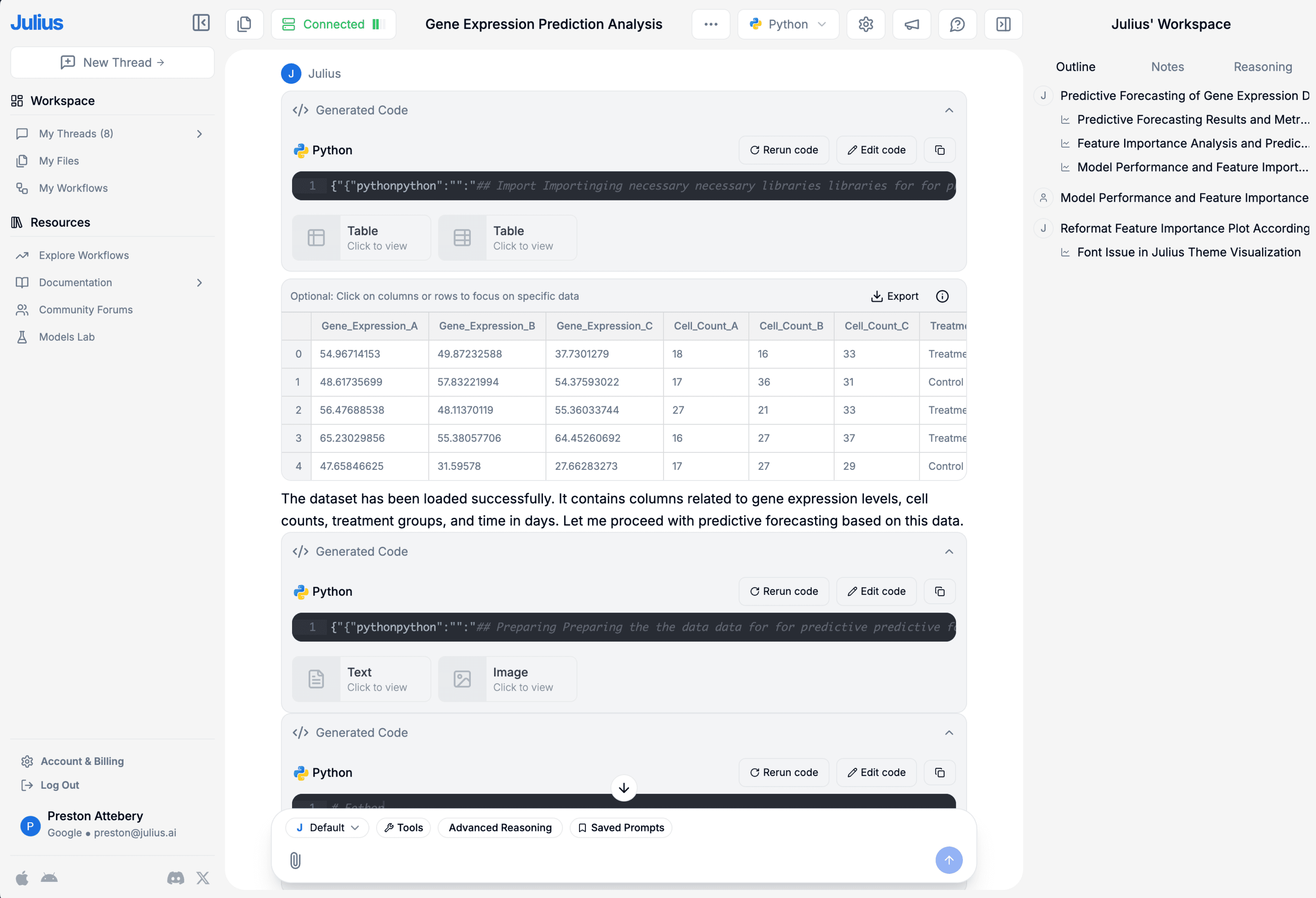 AI chatbot producing written analysis.